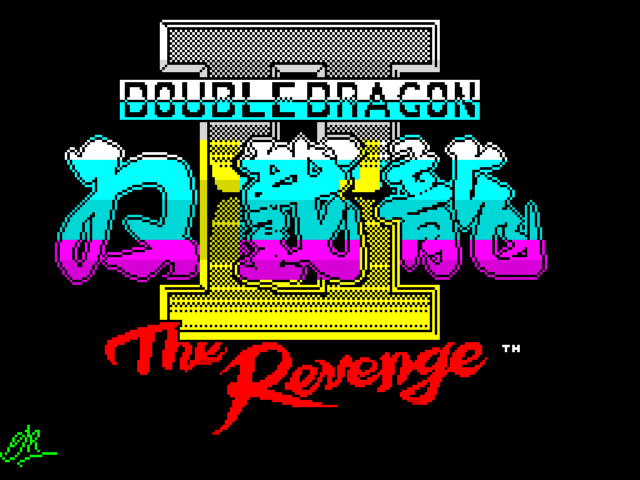 Double Dragon II: The Revenge 128 title screen for ZX Spectrum